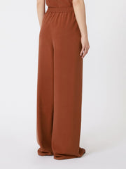 Wide-fit washed silk trousers - Terra cotta