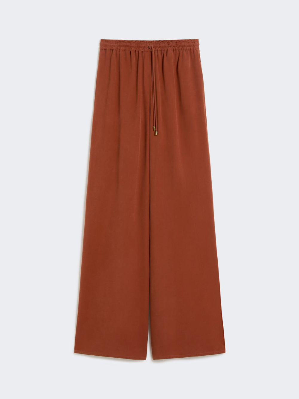 Wide-fit washed silk trousers - Terra cotta