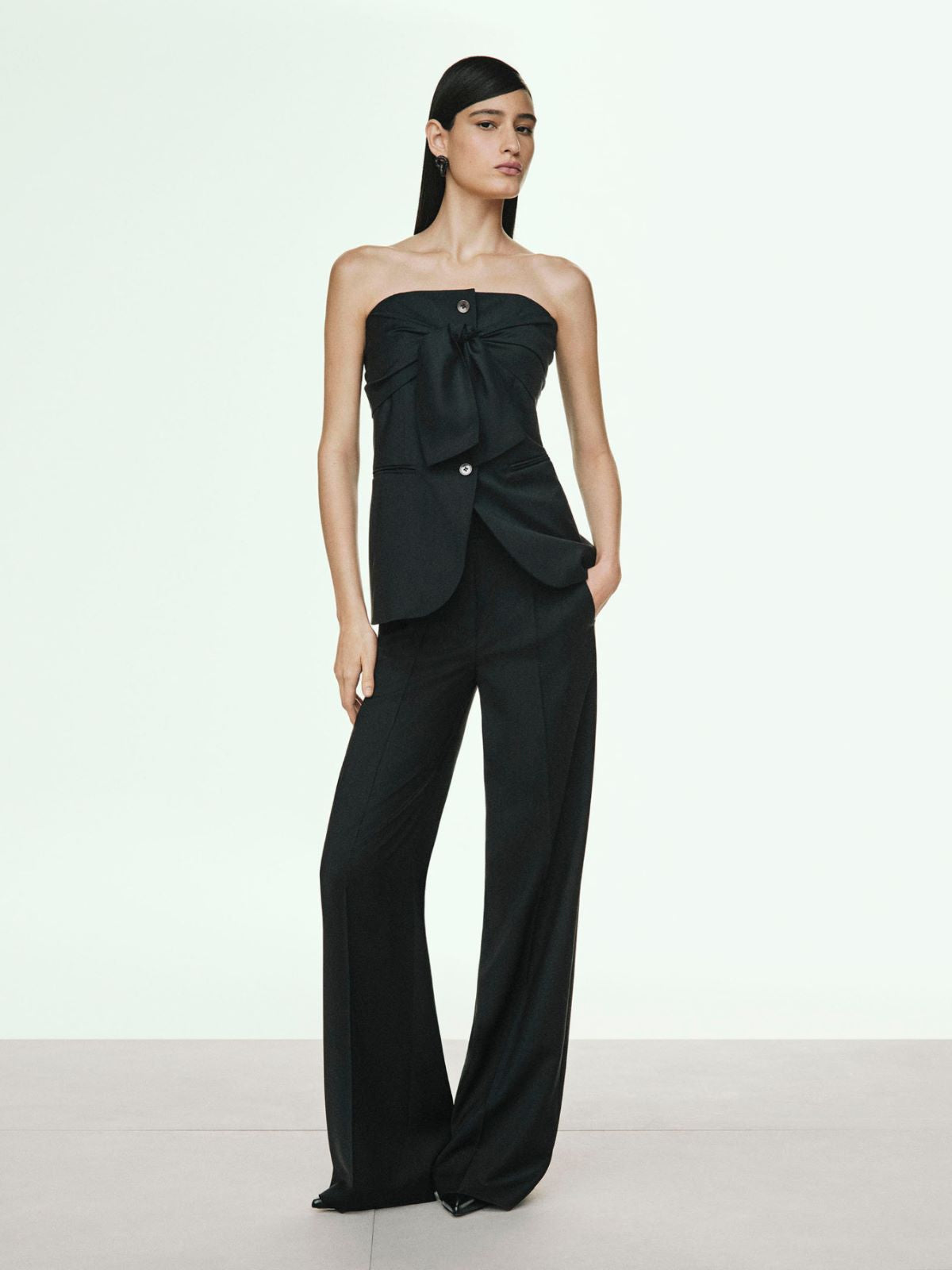 Woollen cloth corset top - Black