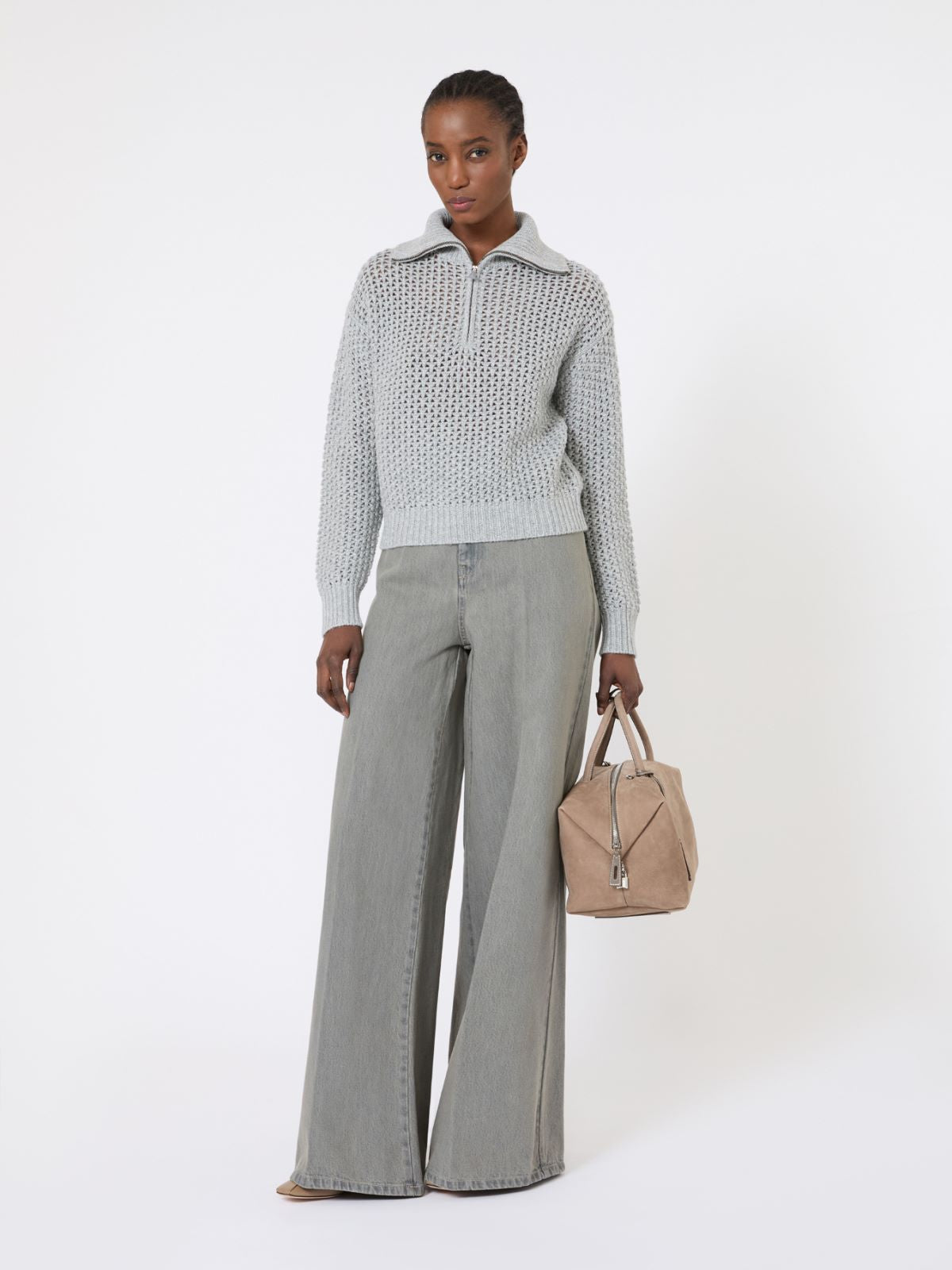 Denim wide-leg trousers - Black