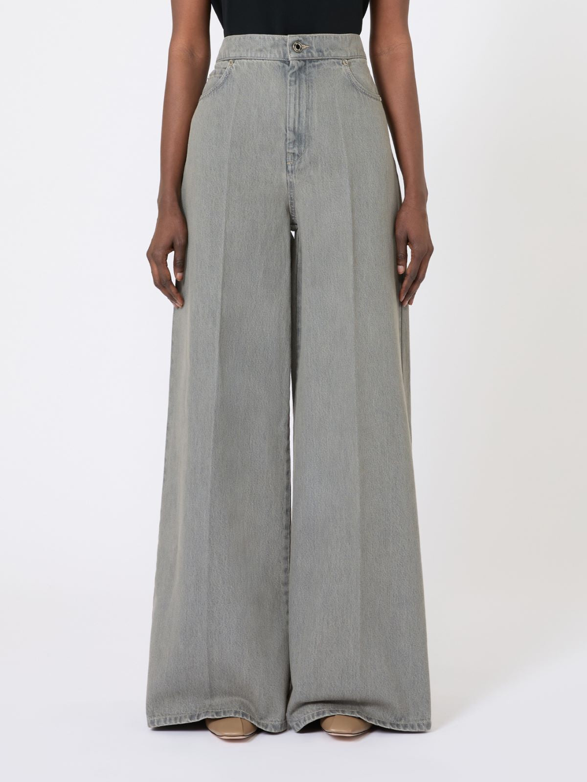 Denim wide-leg trousers - Black