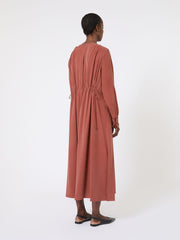 Washed silk canvas dress - Terra cotta