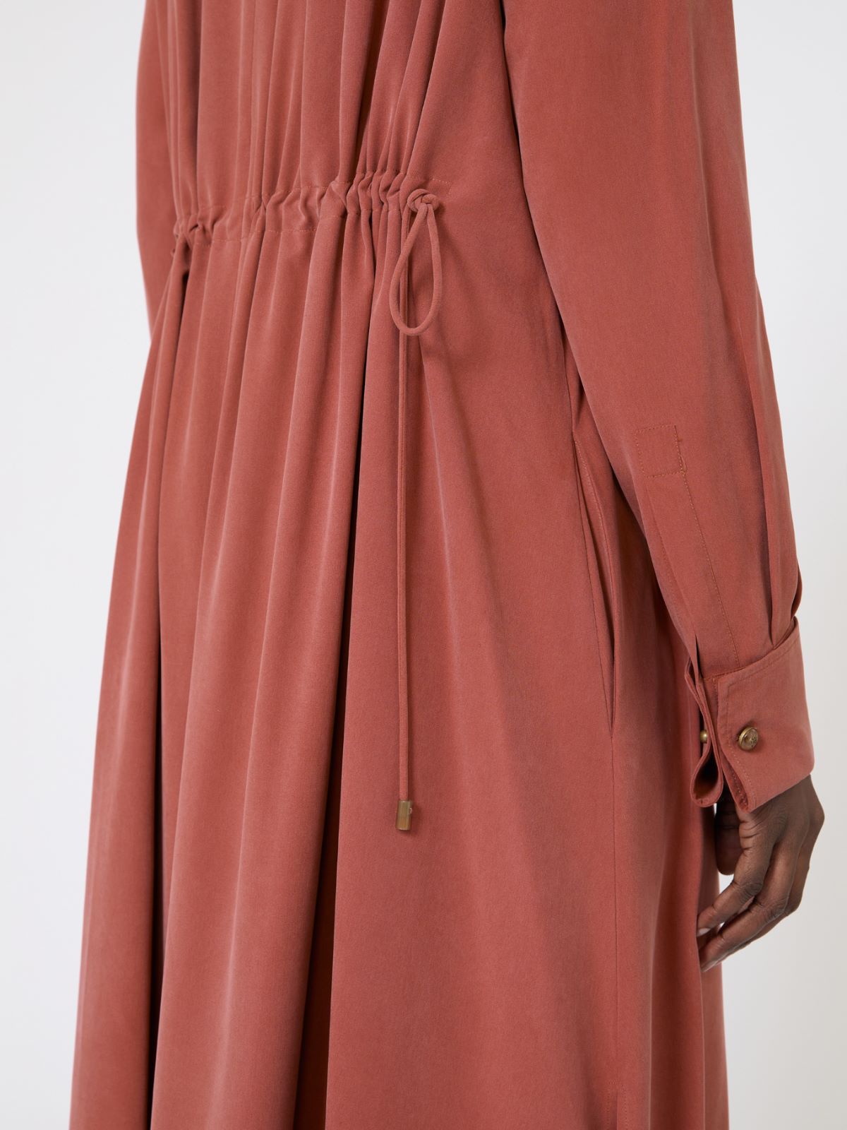 Washed silk canvas dress - Terra cotta