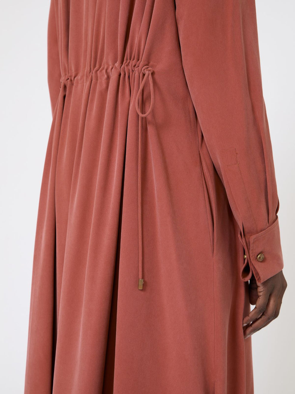 Washed silk canvas dress - Terra cotta