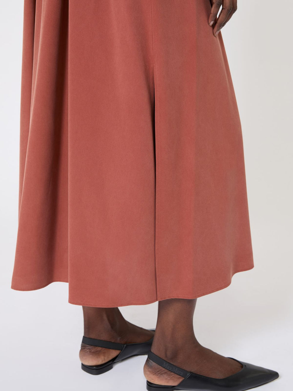 Washed silk canvas dress - Terra cotta