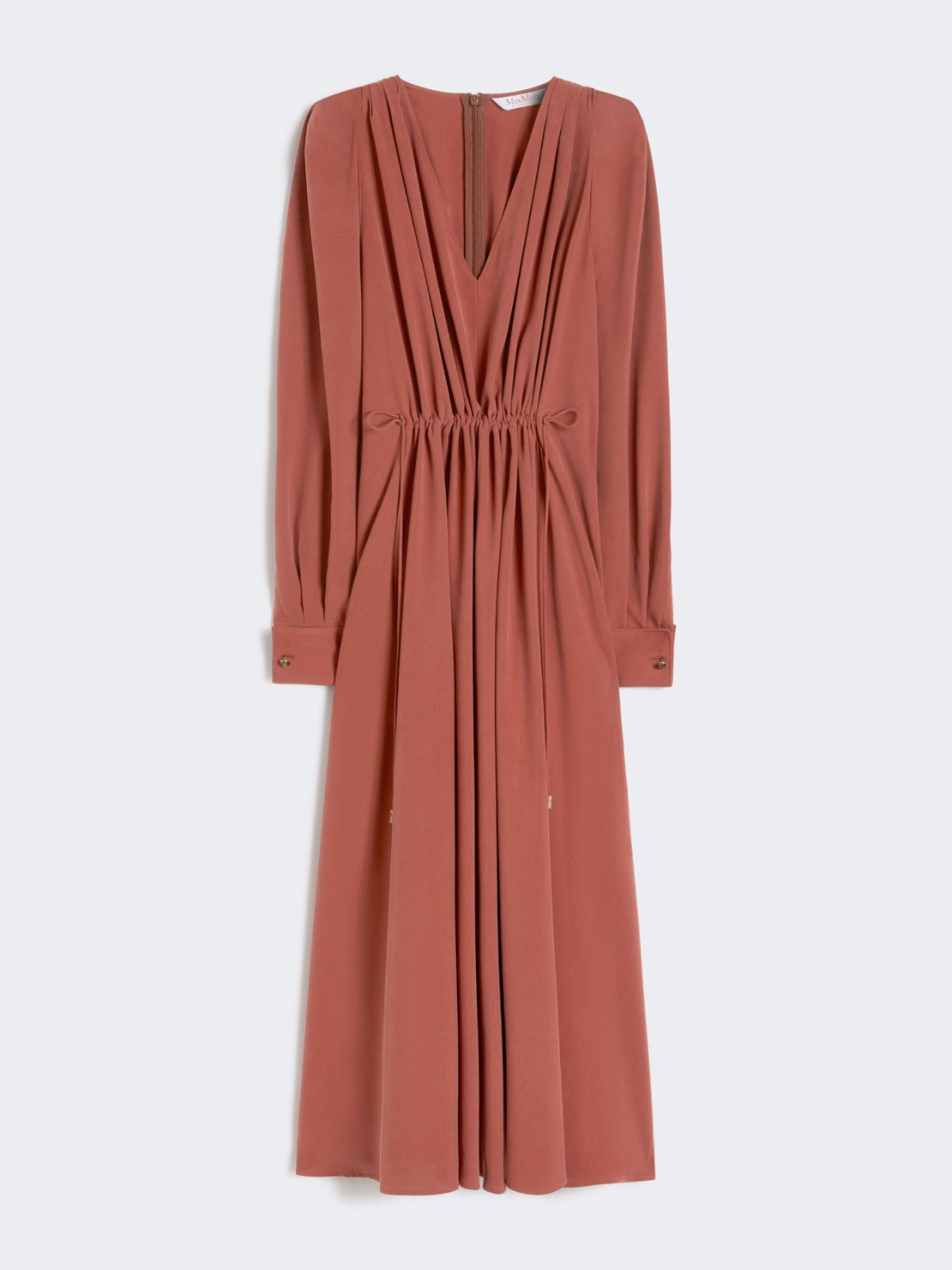Washed silk canvas dress - Terra cotta