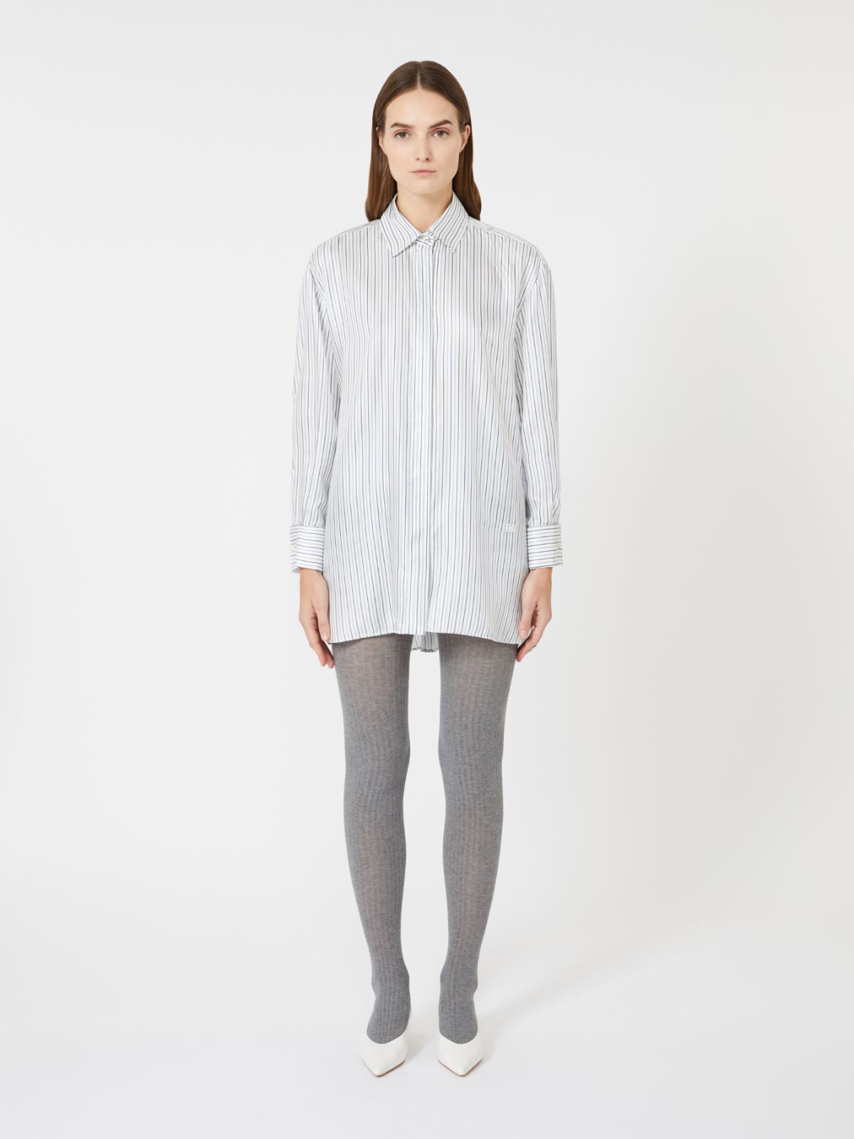 Short printed-silk shirt dress - Silk