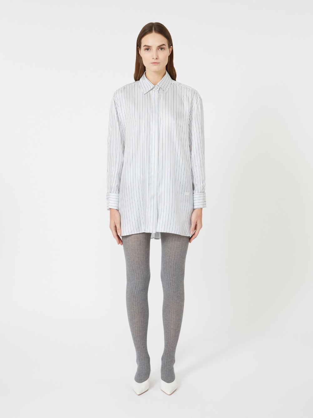 Short printed-silk shirt dress - Silk