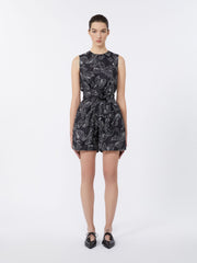 Printed silk playsuit - Black white