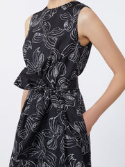 Printed silk playsuit - Black white