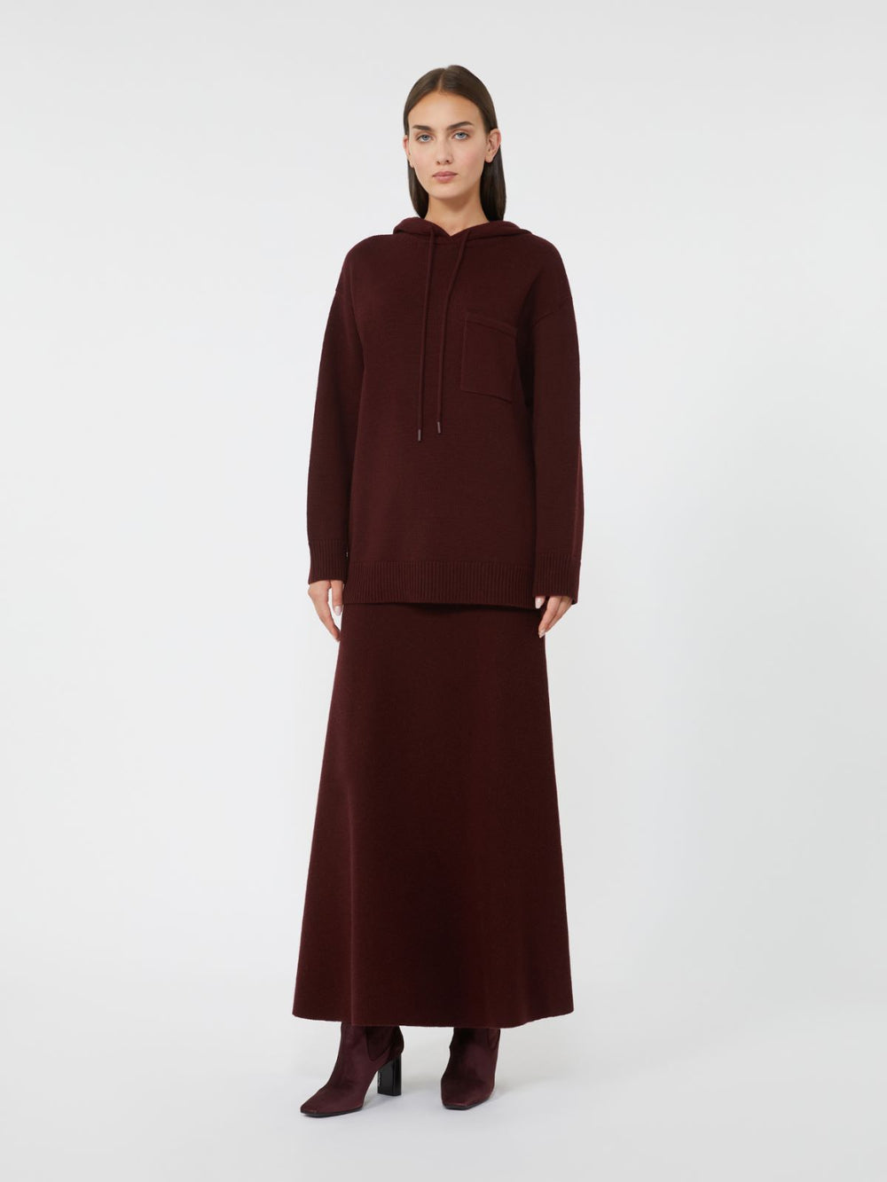 Wool and cashmere flared skirt - Cherry