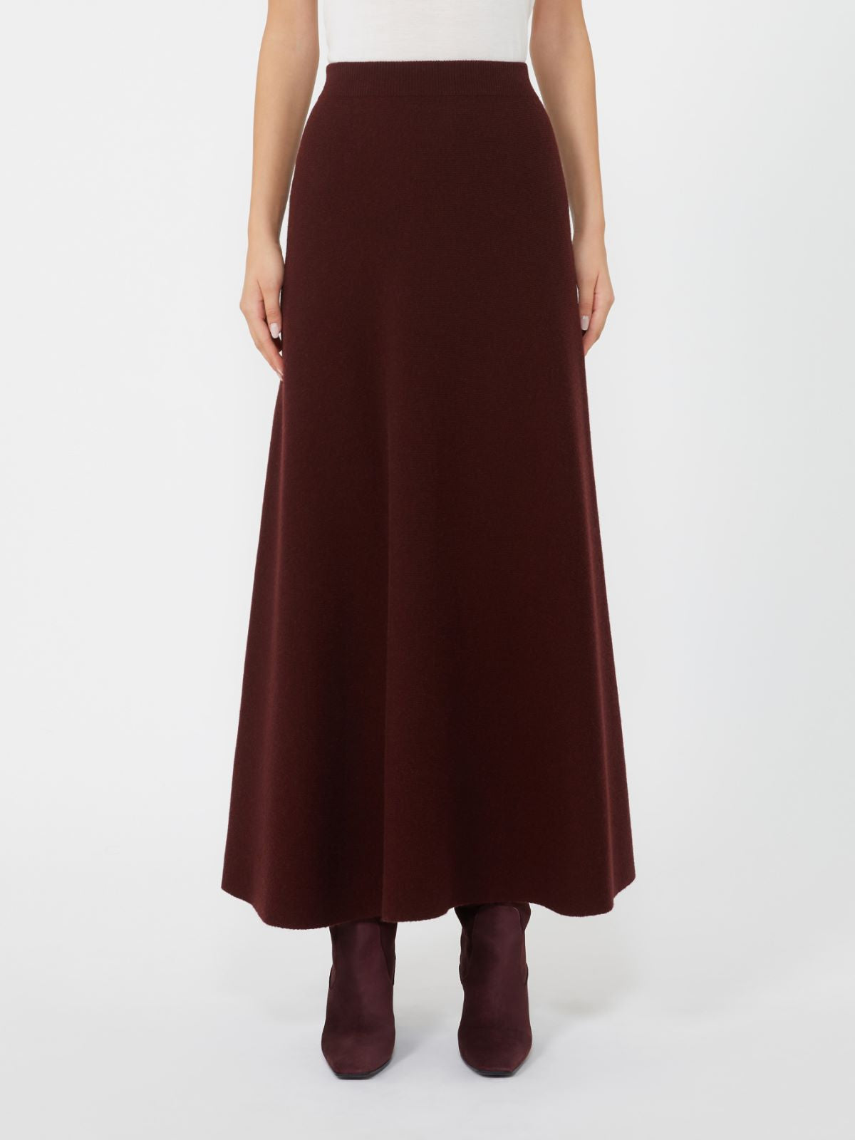 Wool and cashmere flared skirt - Cherry