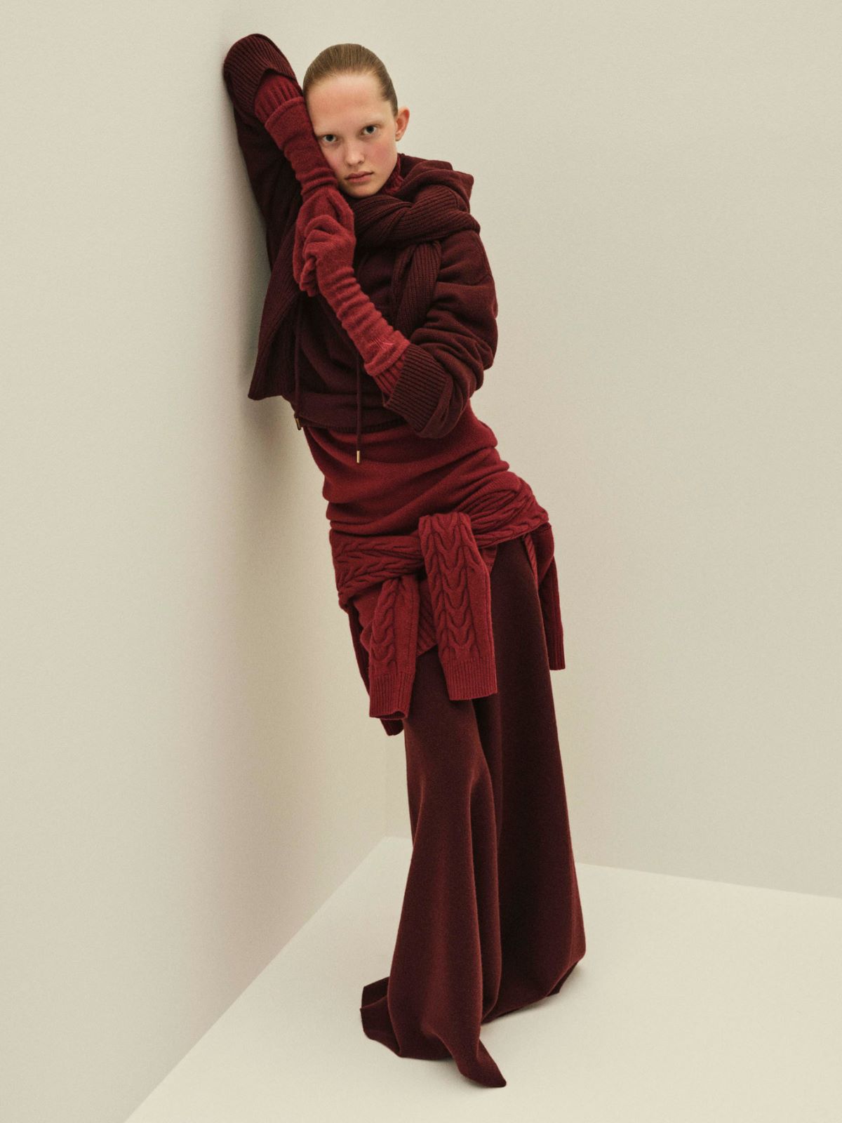 Wool and cashmere flared skirt - Cherry