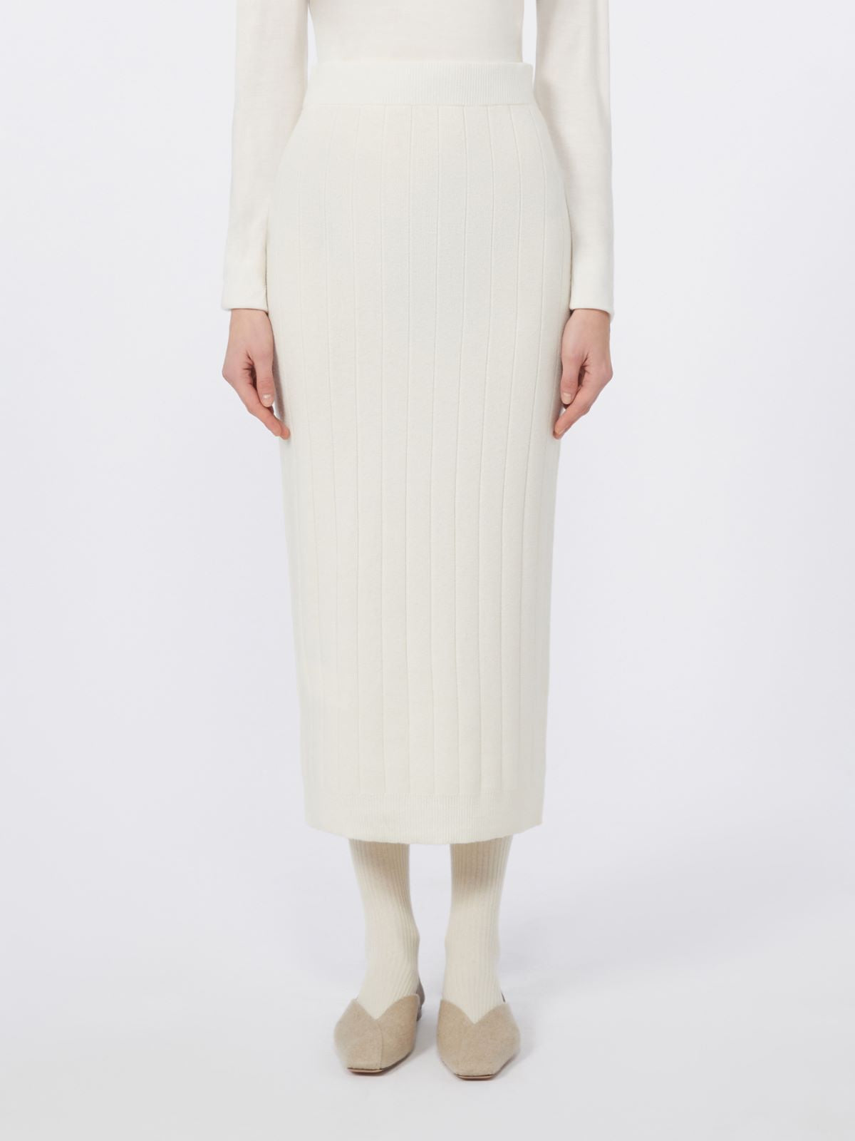 Cashmere yarn skirt - White
