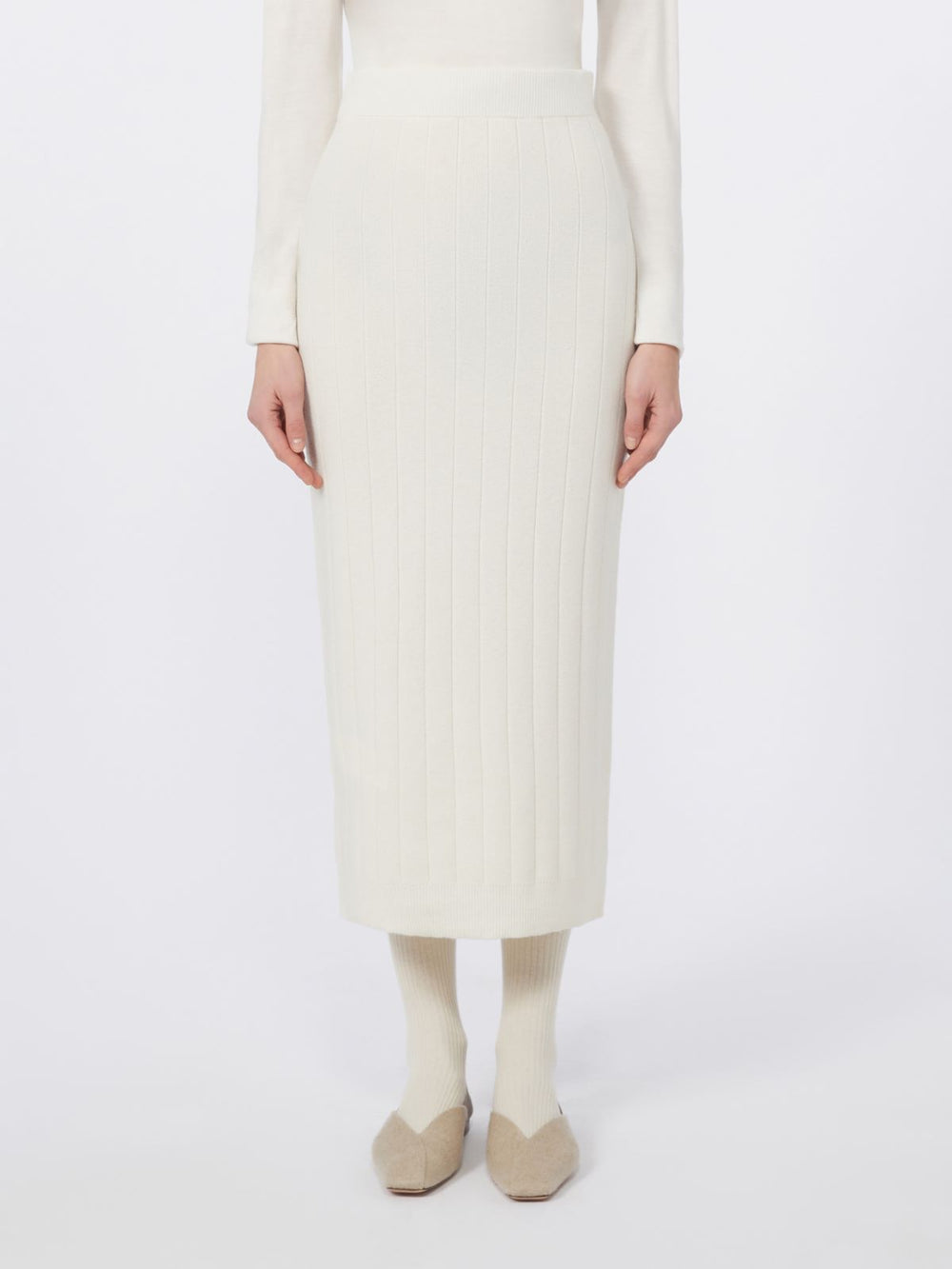 Cashmere yarn skirt - White