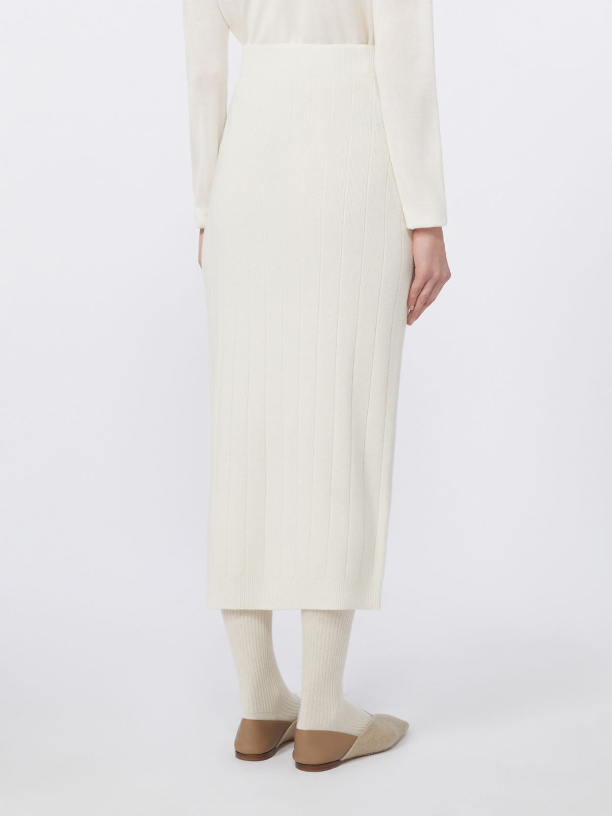 Cashmere yarn skirt - White