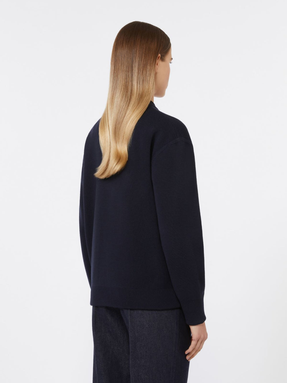 Fabric-stitch wool cardigan - Ultramarine