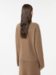 Boxy jumper in stretch cashmere yarn - Turtledove