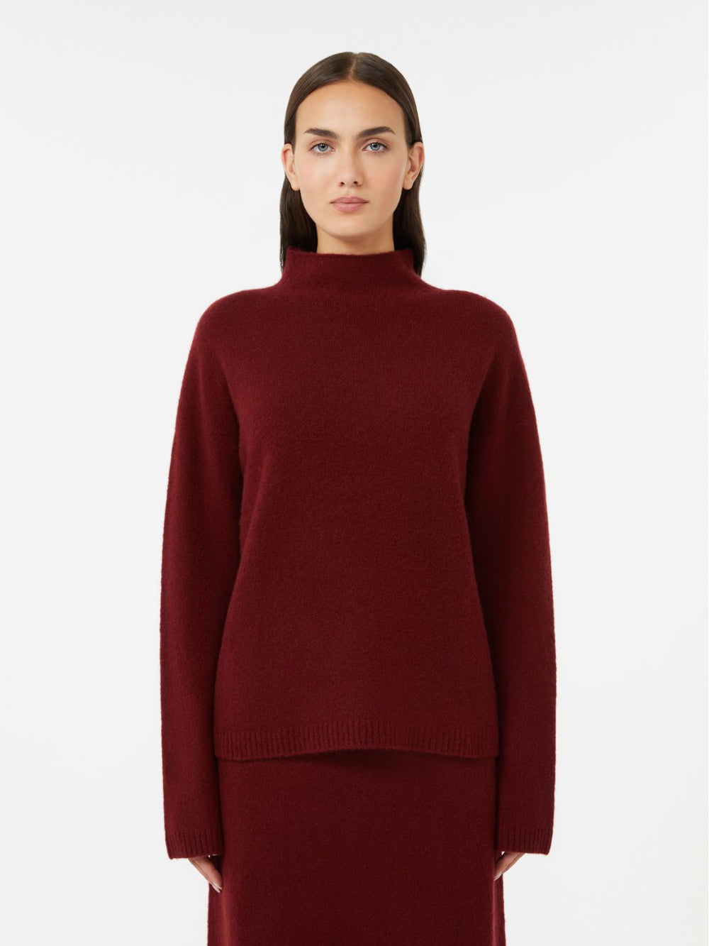 Boxy jumper in stretch cashmere yarn - Raspberry
