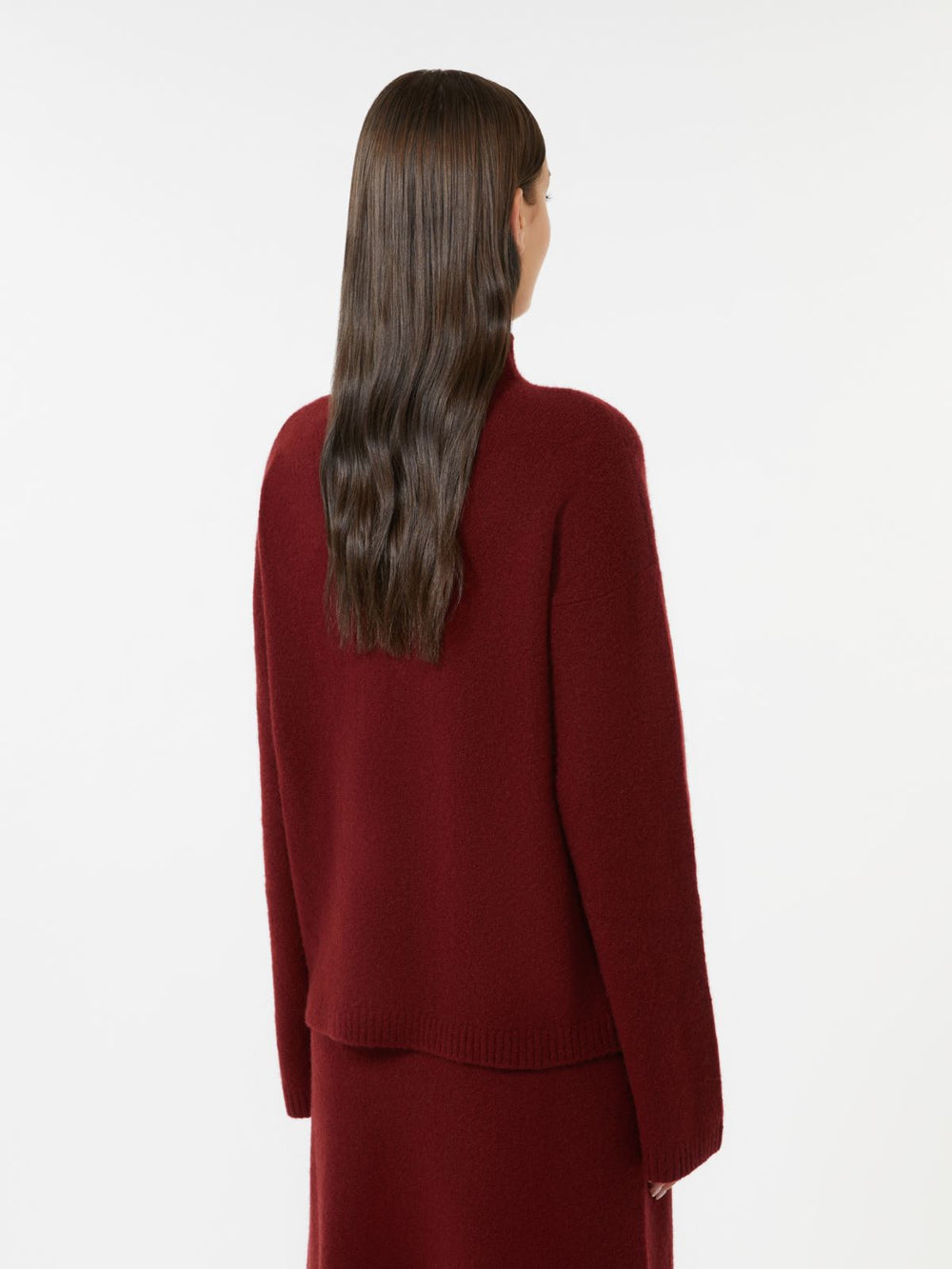 Boxy jumper in stretch cashmere yarn - Raspberry