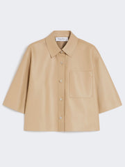 Nappa leather cropped jacket - Sand