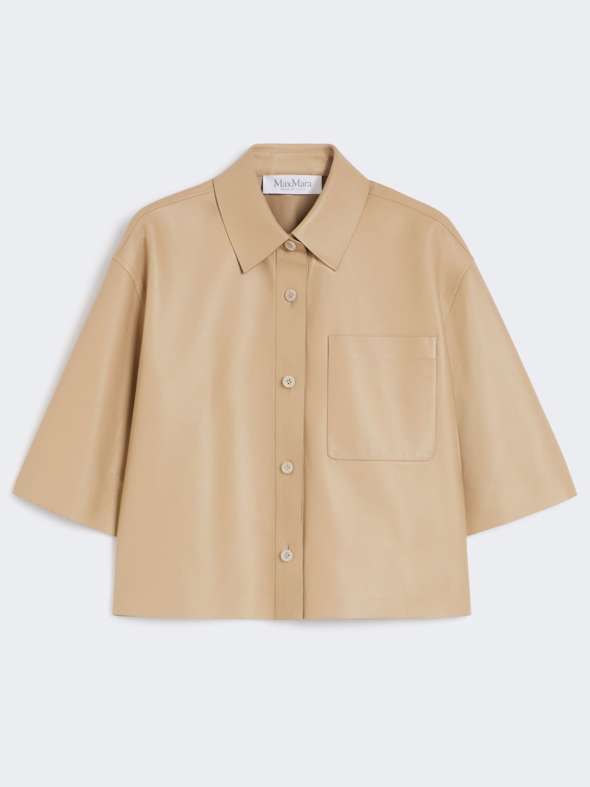 Nappa leather cropped jacket - Sand