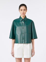 Nappa leather cropped jacket - Dark green