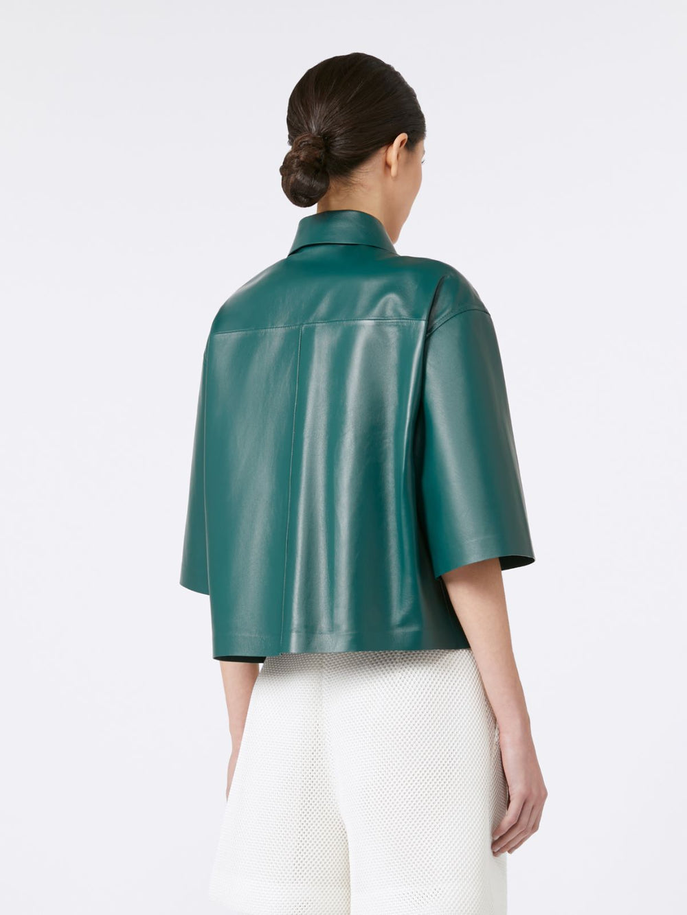 Nappa leather cropped jacket - Dark green