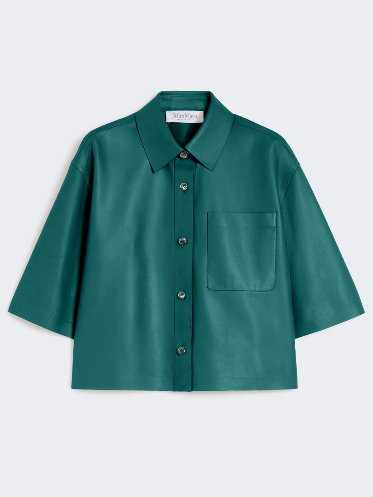 Nappa leather cropped jacket - Dark green