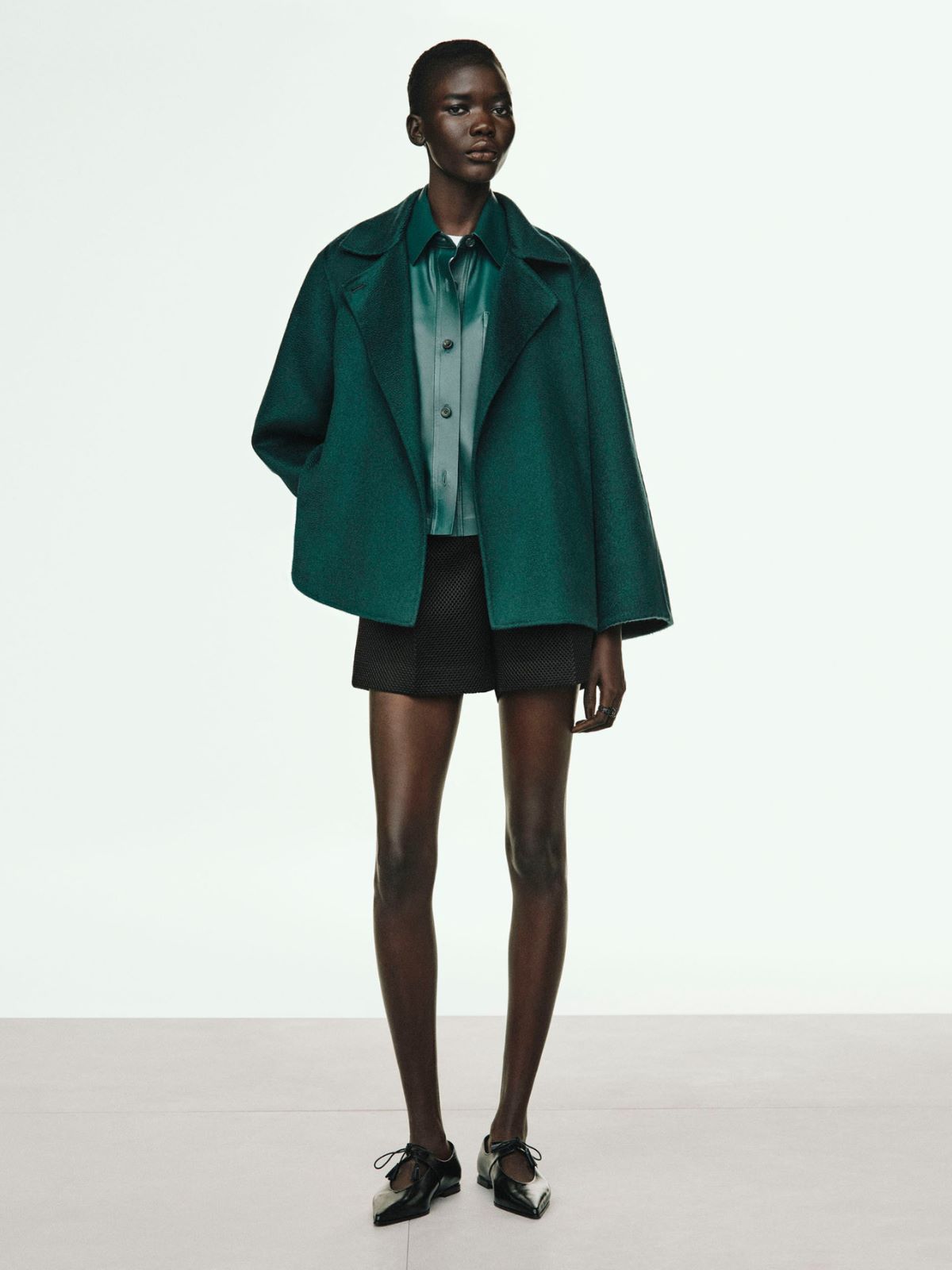 Nappa leather cropped jacket - Dark green