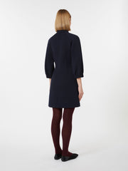 Dress in double-faced wool and cotton jersey - Ultramarine