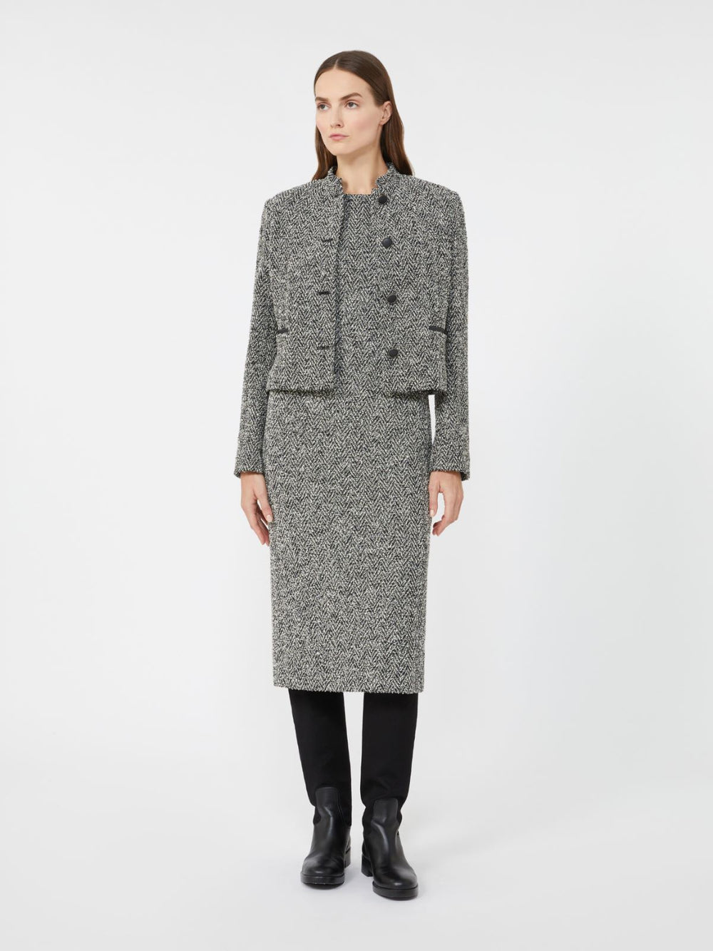 Bouclé jersey midi dress - Black