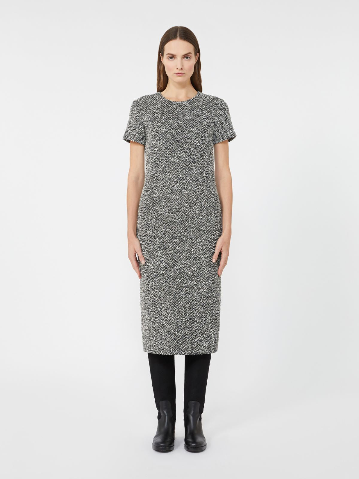 Bouclé jersey midi dress - Black