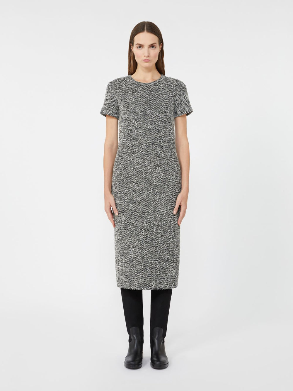 Bouclé jersey midi dress - Black