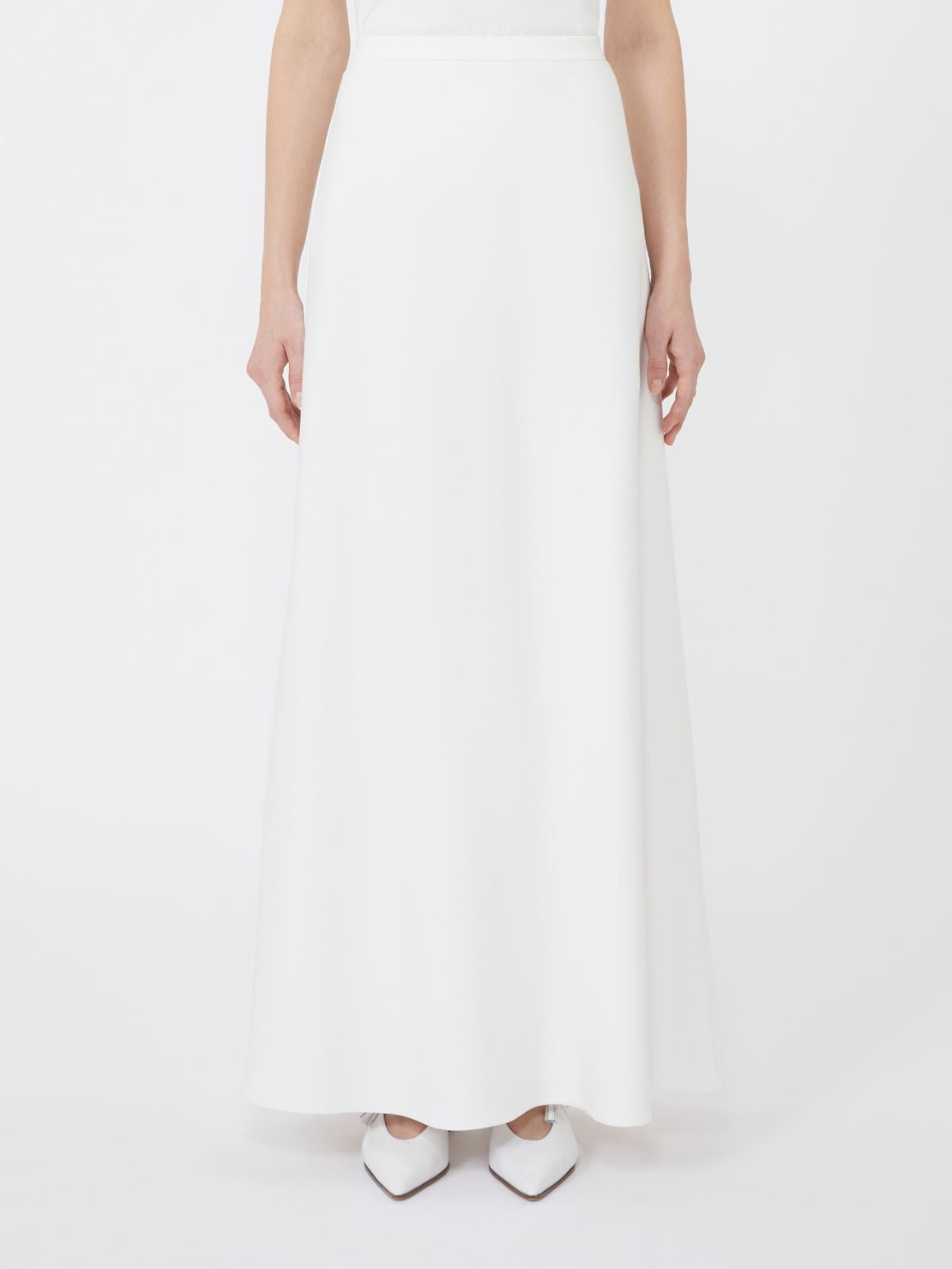 Long compact jersey skirt - White