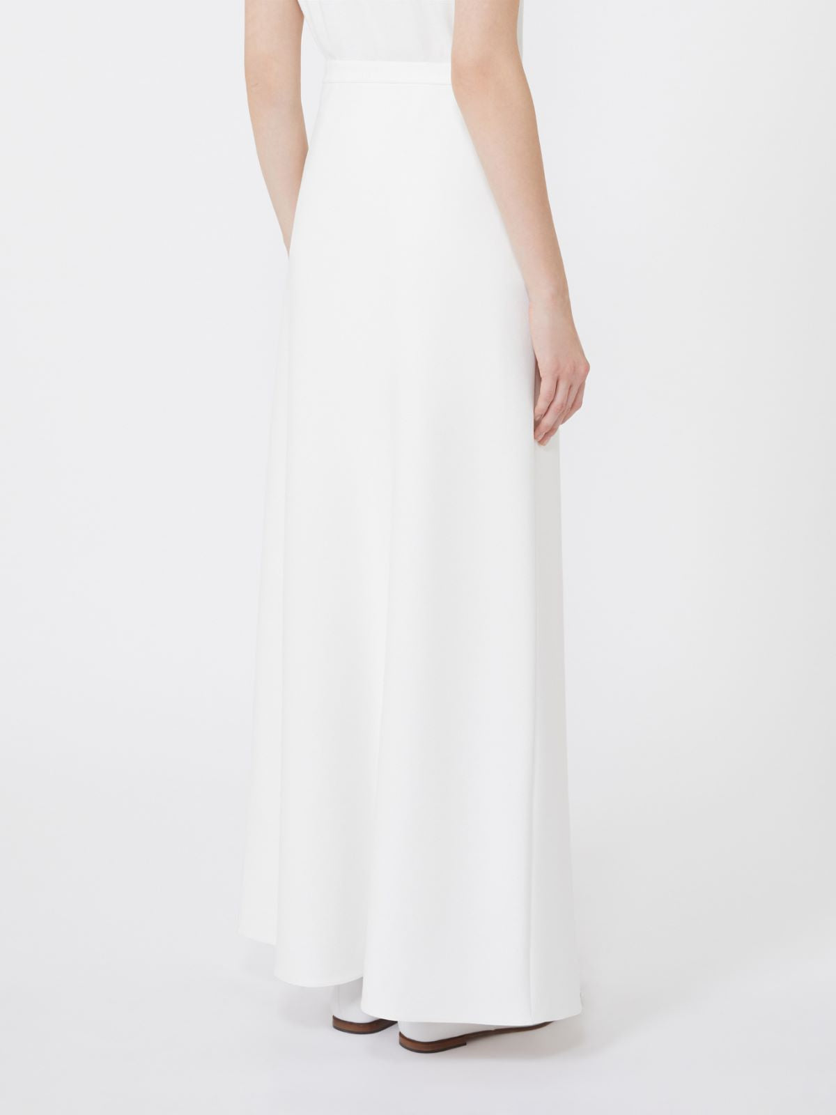 Long compact jersey skirt - White