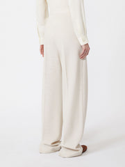 Wool piqué trousers - Ivory
