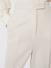 Wool piqué trousers - Ivory