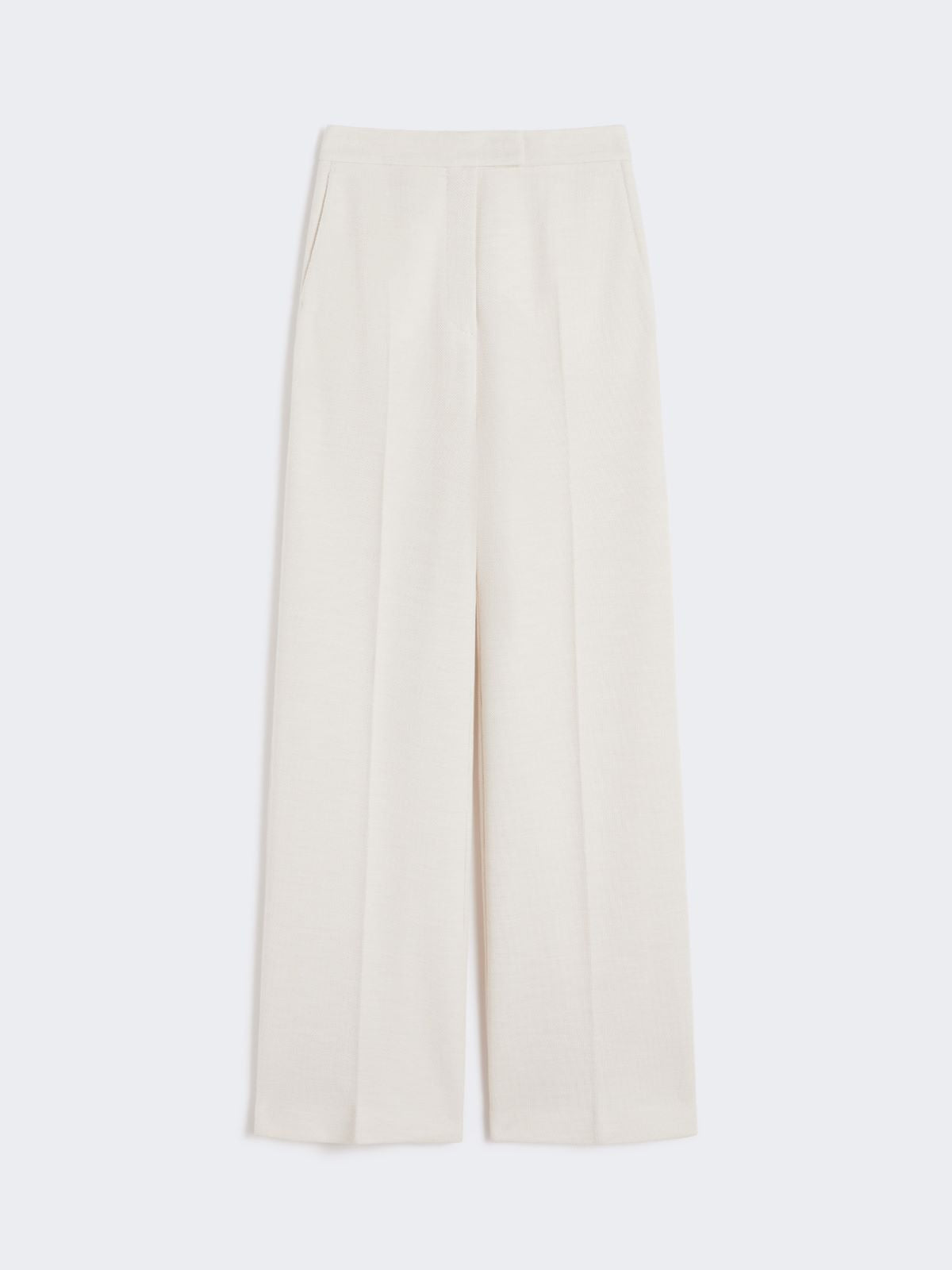 Wool piqué trousers - Ivory