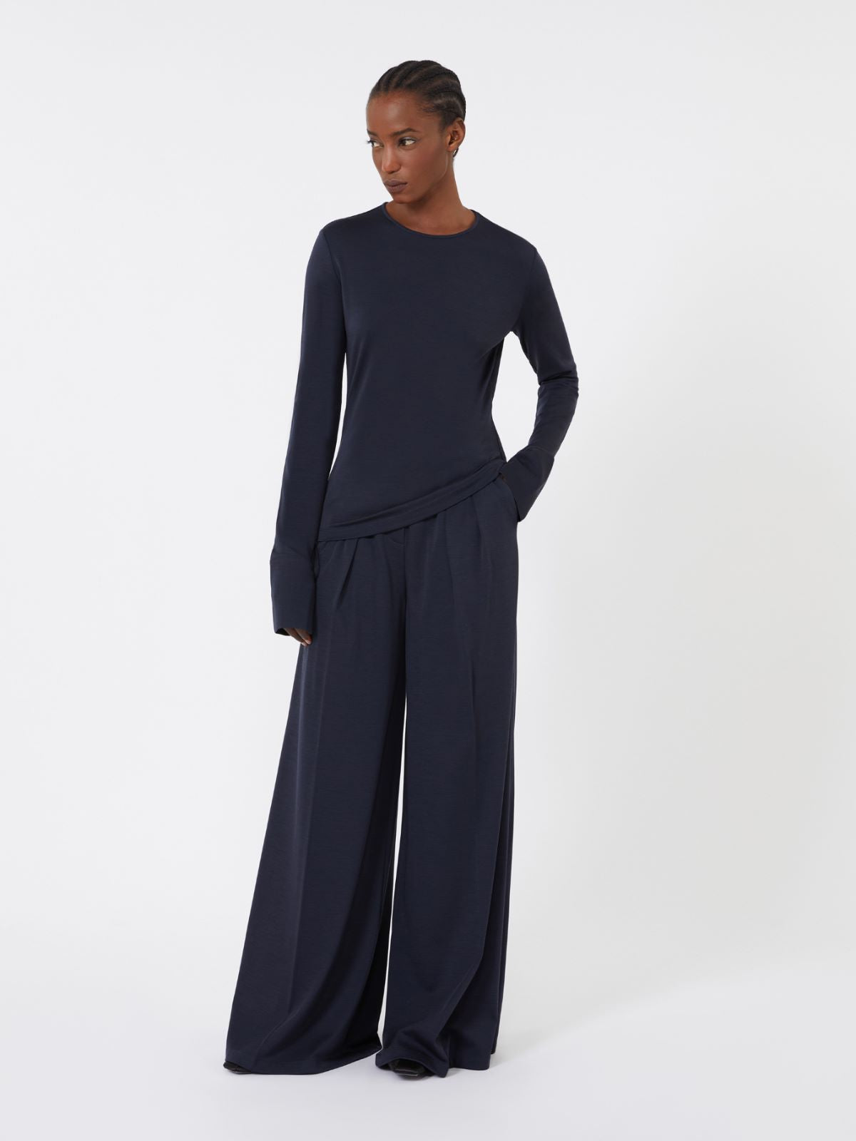 Wool jersey trousers - Ultramarine