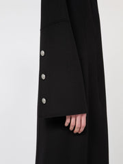 Slim-fit long wool coat - Black