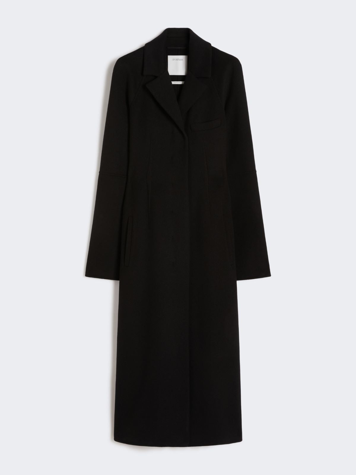 Slim-fit long wool coat - Black