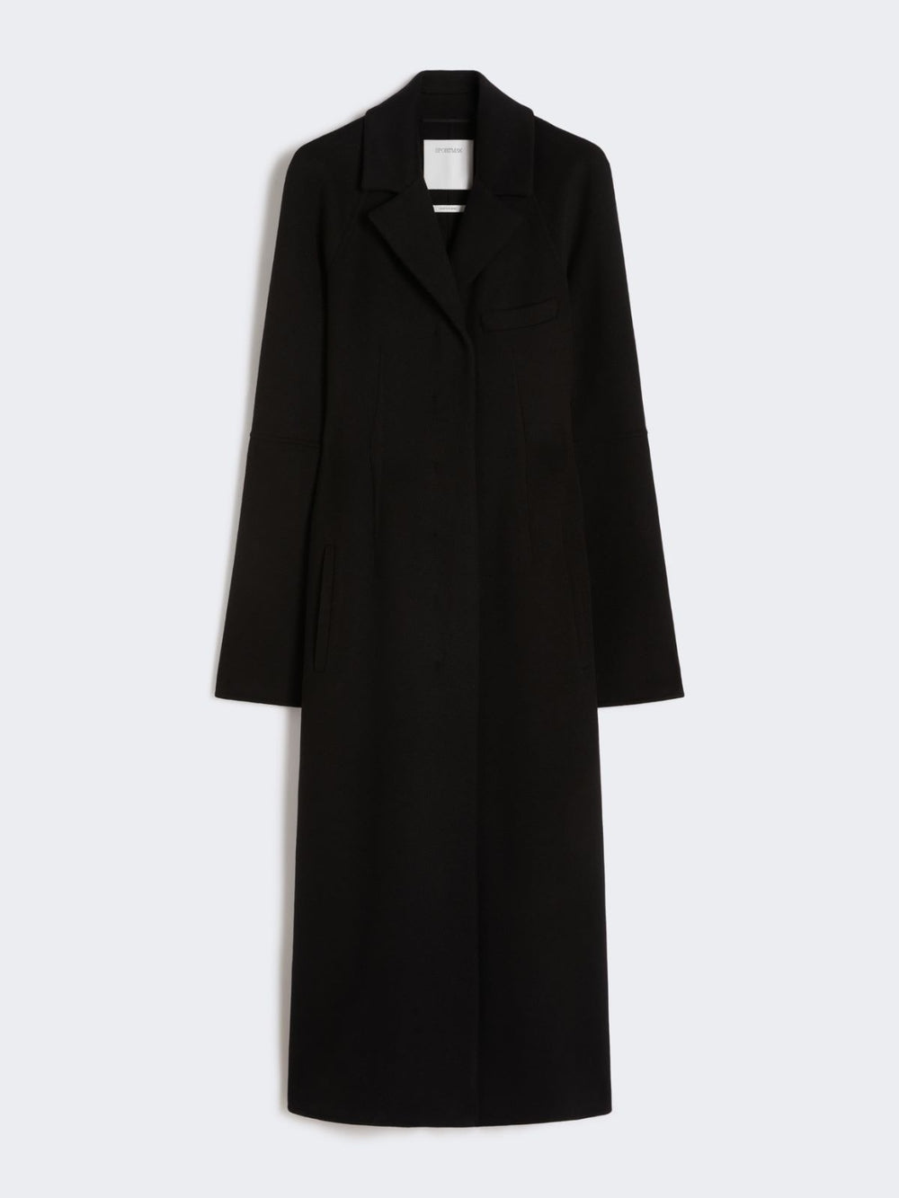 Slim-fit long wool coat - Black
