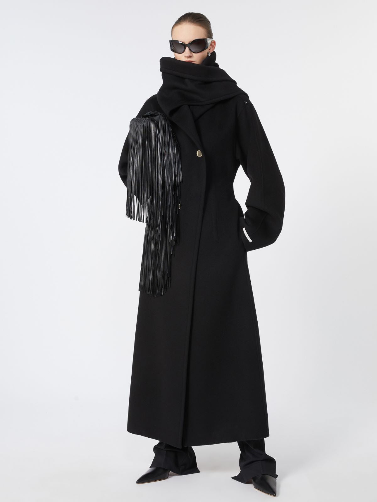 Scarf-neck coat - Black