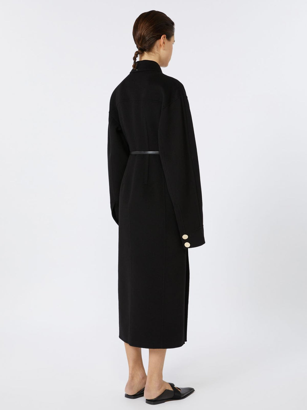 Slim-fit wool coat - Black