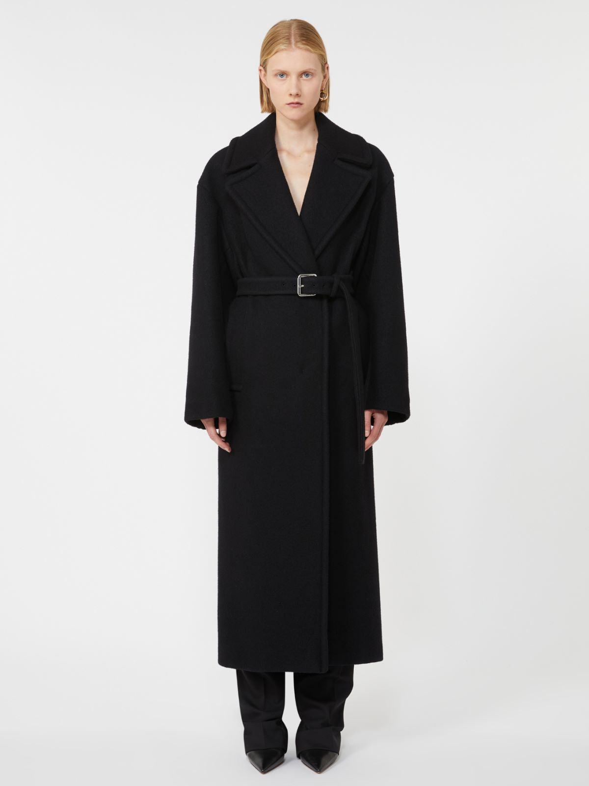Double-sided pure wool coat - Black