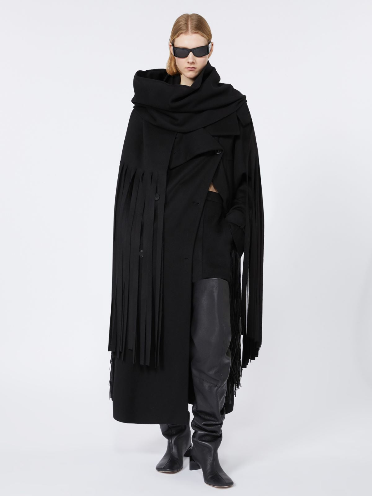 Double-faced pure wool trench coat - RUNWAY - Black