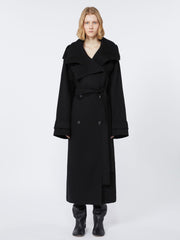 Double-faced pure wool trench coat - RUNWAY - Black
