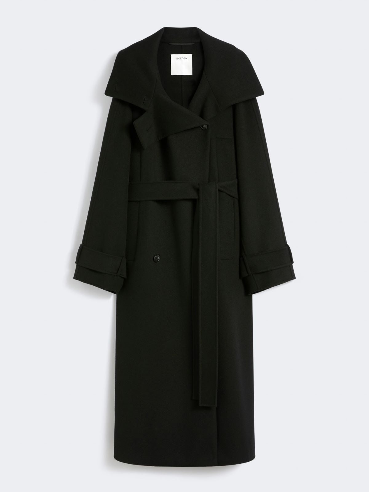 Double-faced pure wool trench coat - RUNWAY - Black