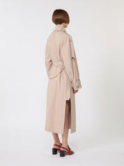 Long water-repellent twill trench coat - Beige